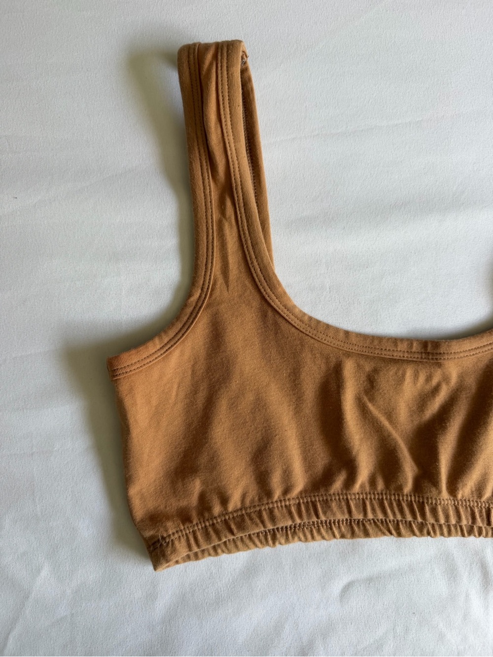 ARQ Organic Cotton Pecan Orange Tan Wide Strap No Wire Bra Bralette - Picture 7 of 12